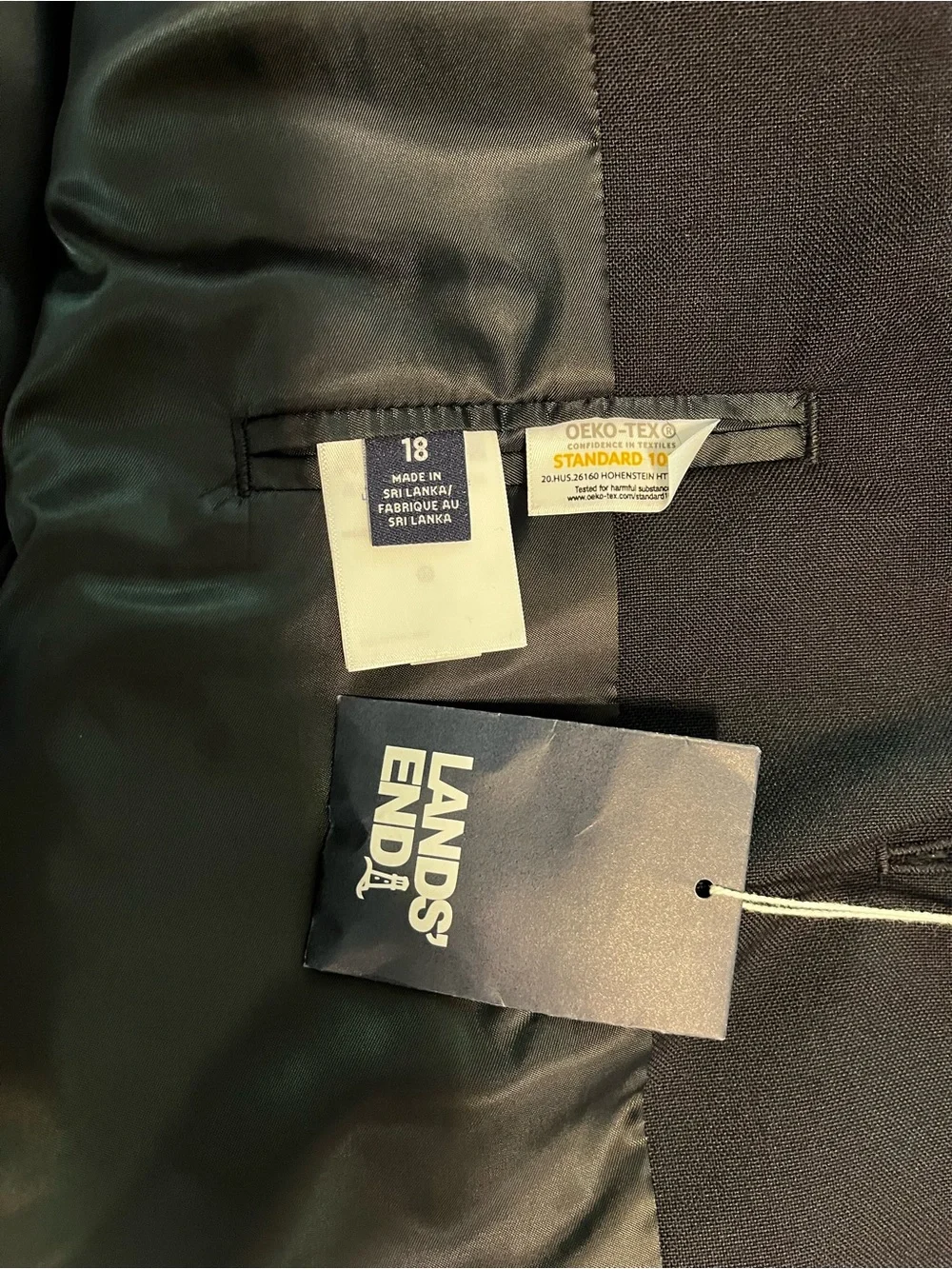 NWOT Lands' End Boys’ Sz 18 Deep Navy Hopsack Blazer with Gold Buttons